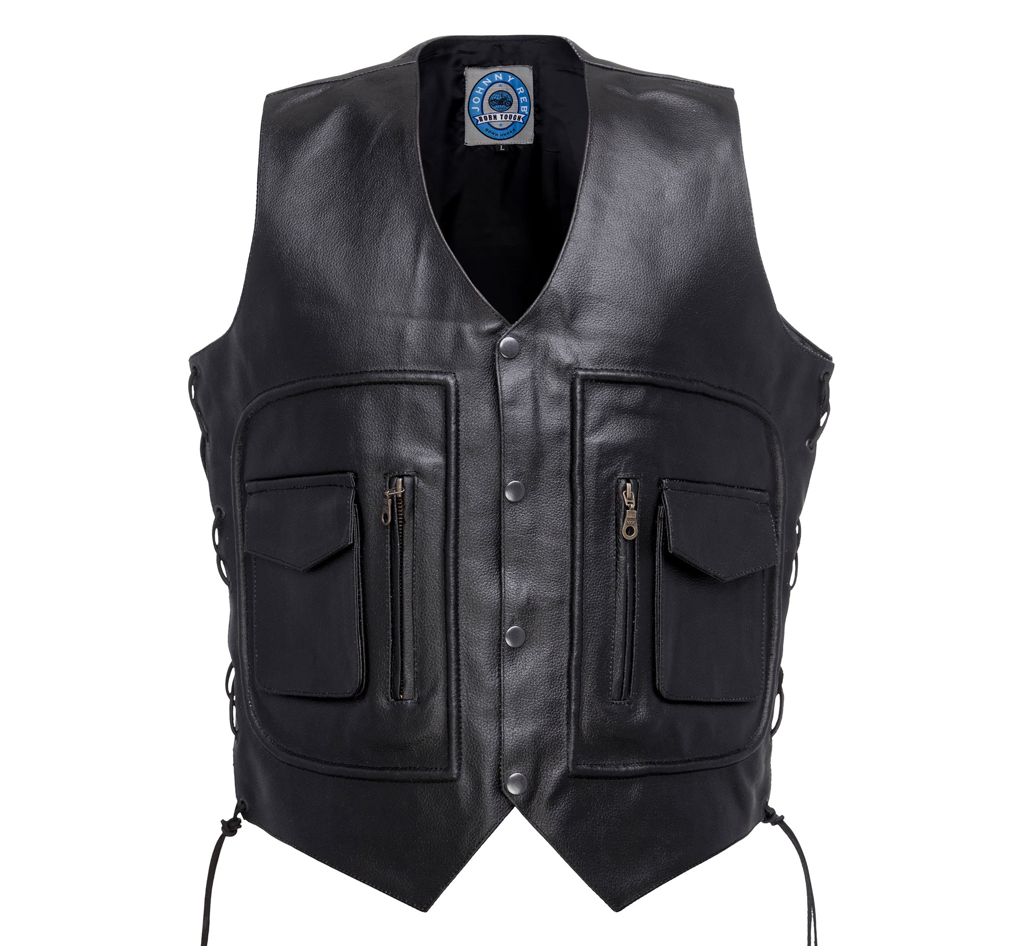 Johnny Reb Men s Kangaroo Valley Leather Vest Black